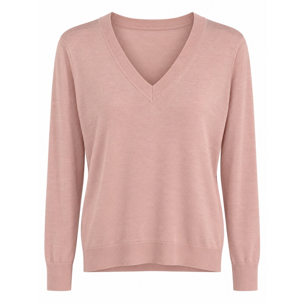 Quince Organic Cotton Cashmere V-Neck Sweater Sugar Stone Pink Medium NWT